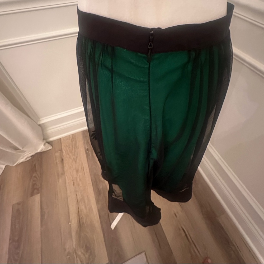 NWOT RARE Anthropologie Lithe Lyceum Green & Black Floral Appliqué Skirt - Picture 6 of 9